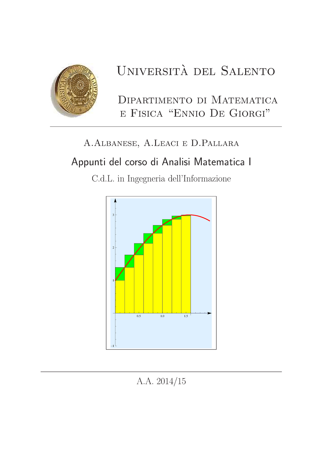 Appunti Anlisi I - Universita Del Salento` Dipartimento Di Matematica E ...