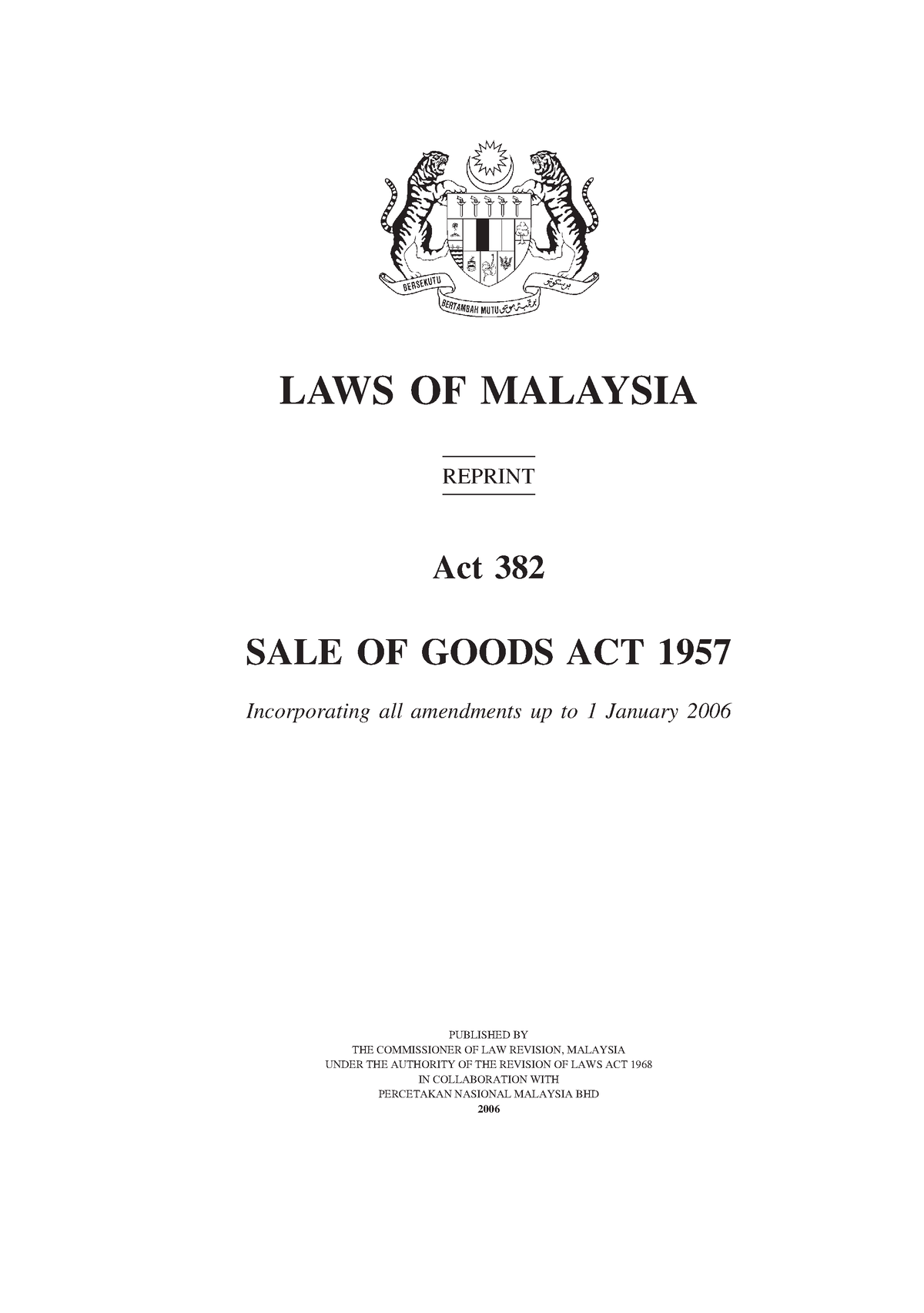 sale of goods act 1957 assignment