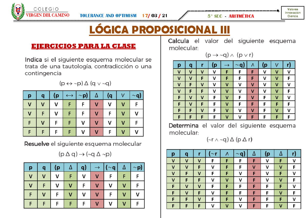 Logica Proposicional Ii Para Quinto Grado De Secundaria Convertido – eroppa