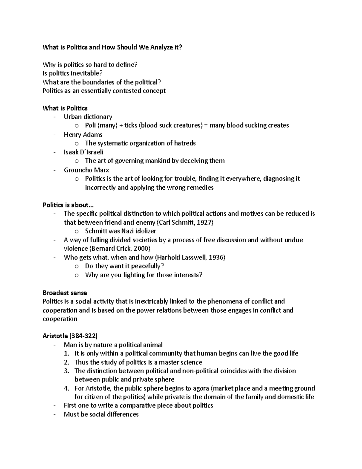 What is Politics LEC 1 - What is Politics and How Should We Analyze it ...