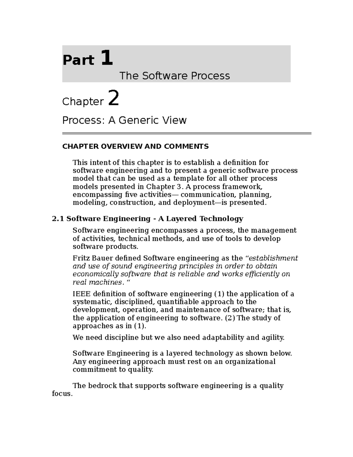 Ch02 The Software Process - Part 1 The Software Process Chapter 2 ...