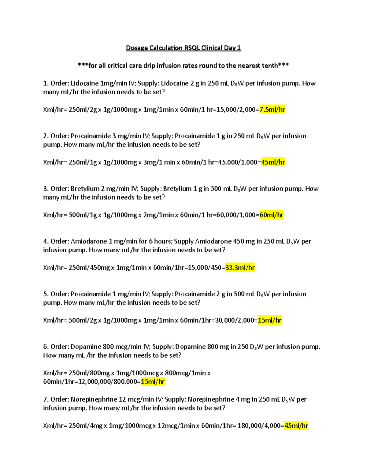 dosage calculator ml hr