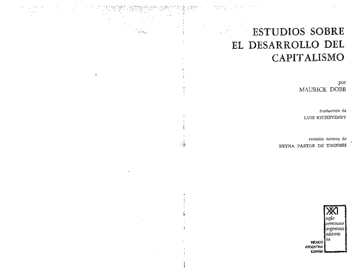 2. Dobb Maurice - Estudios sobre el desarrollo del capitalismo -Cap. 1