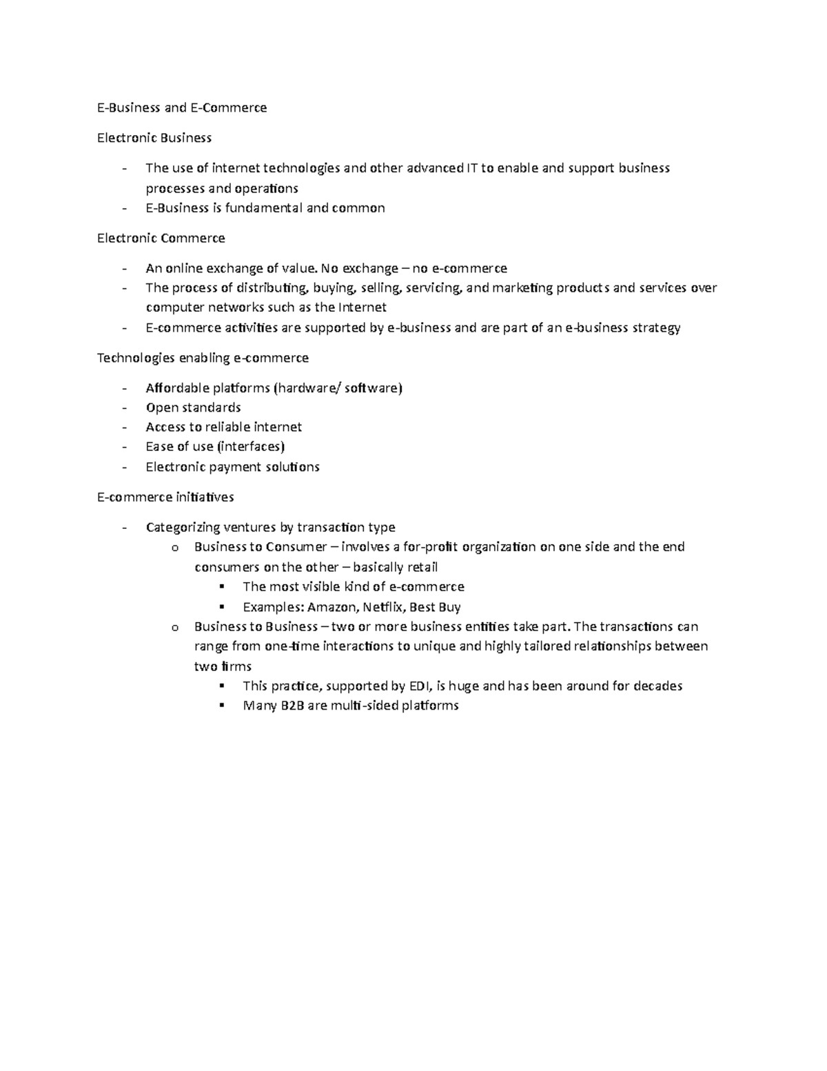 Class Notes - Lesson 3 - Amazon Case Study - E-Business and E-Commerce ...
