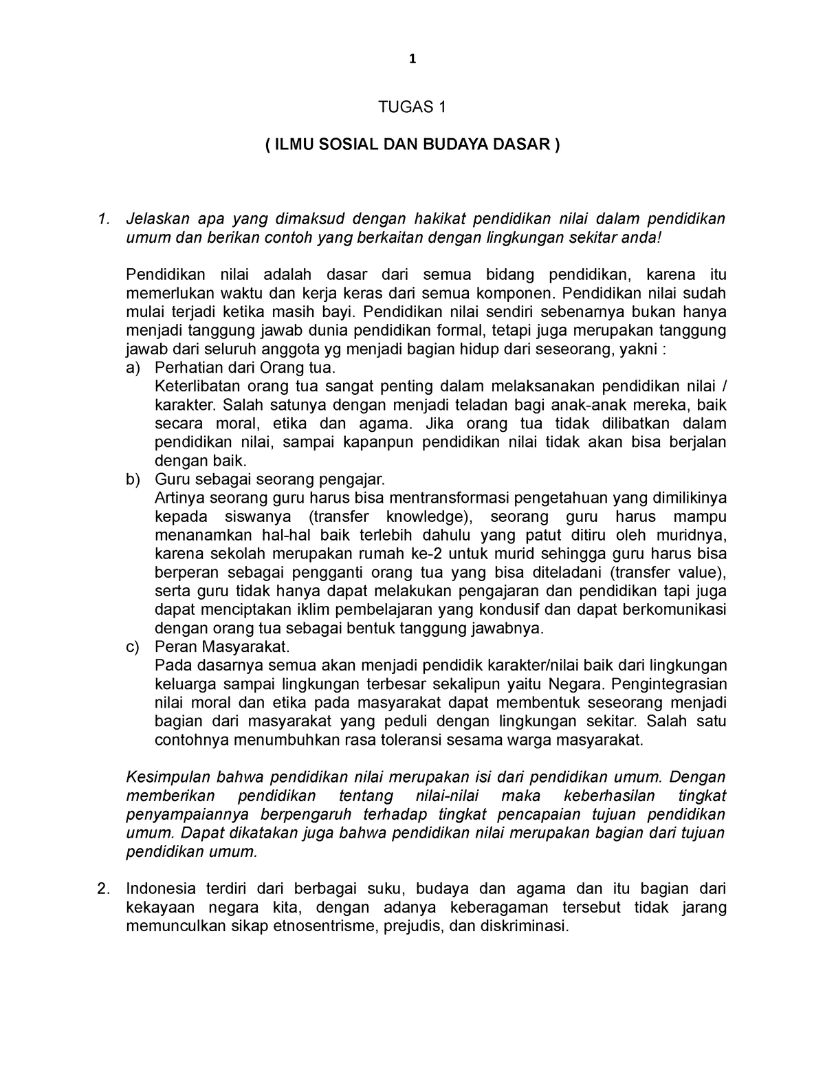 Tugas 1 ILMU Sosbud Dasar - TUGAS 1 ( ILMU SOSIAL DAN BUDAYA DASAR ...