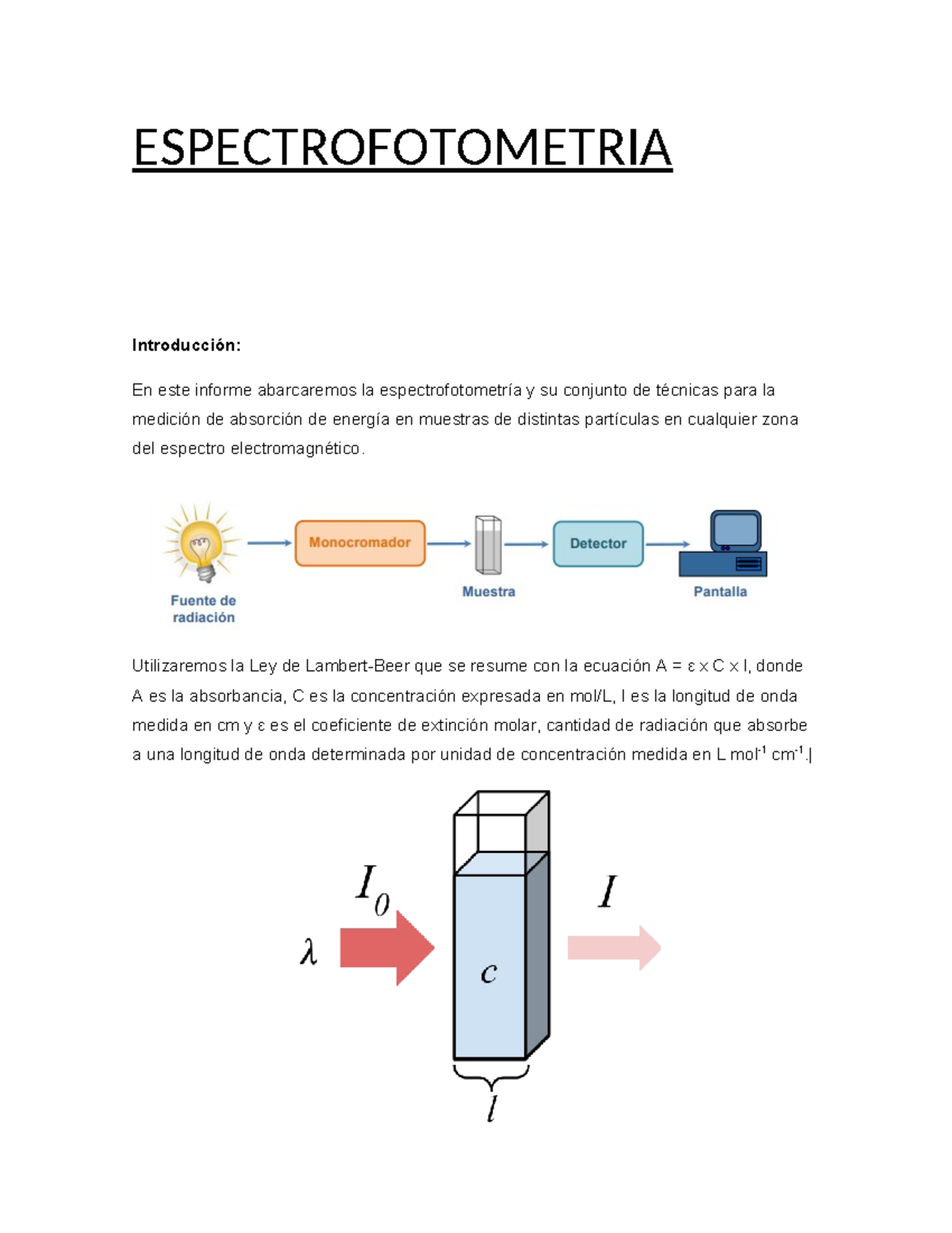 Espectrofotometria Informe Vv1 Espectrofotometria Introducción En