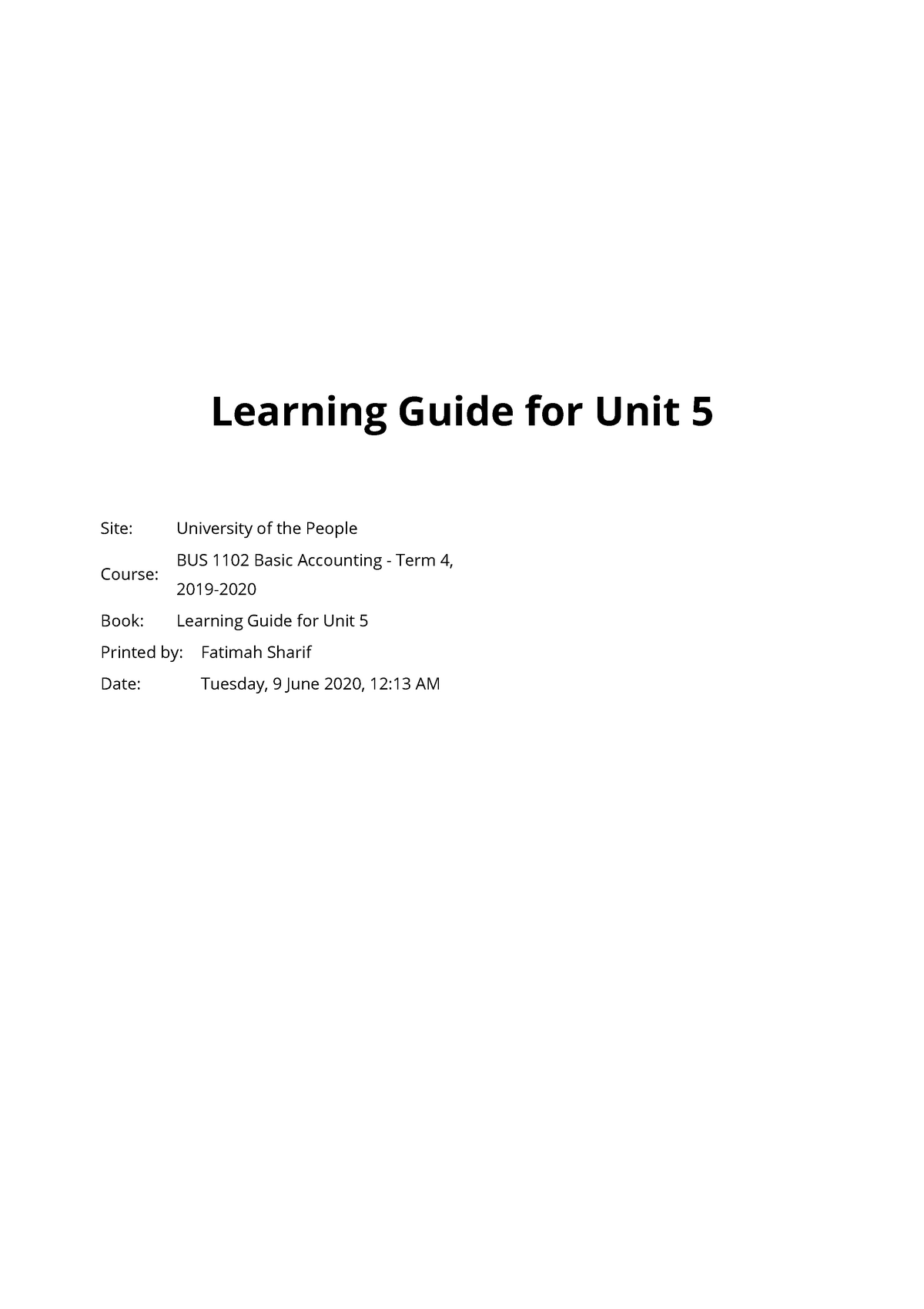 studocu unit 5 assignment 1