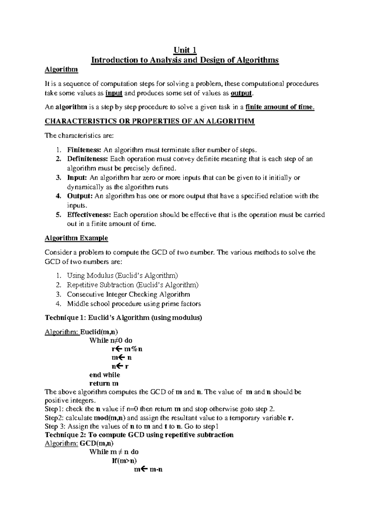 Design and analysis of algorithms ALL IN ONE - Unit 1 Introduction to ...