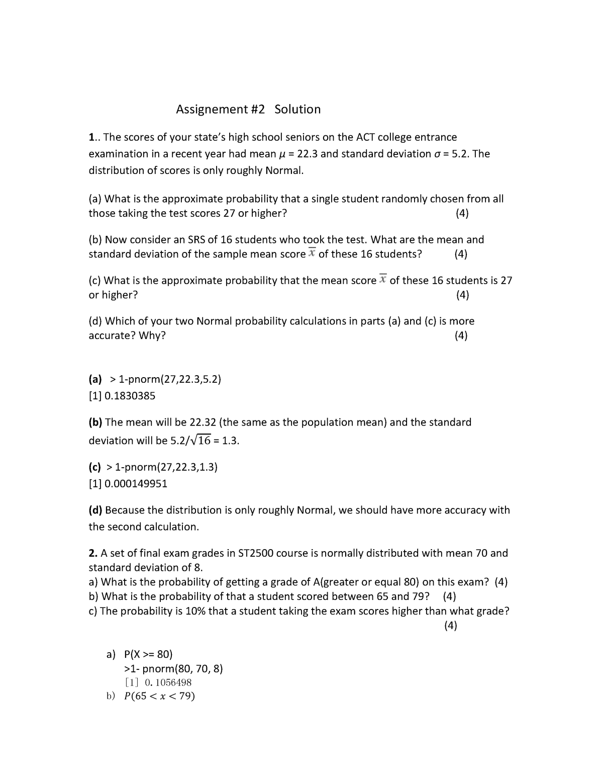 assignment 2 answer key
