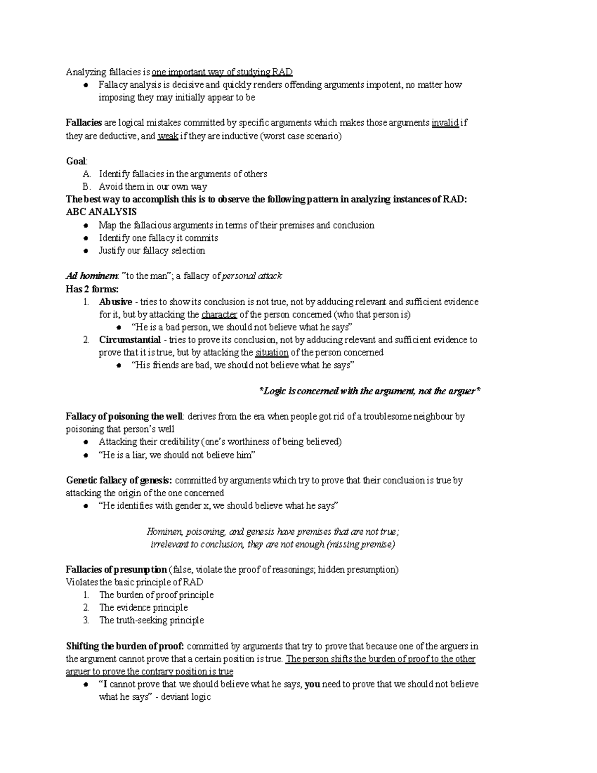 Week 8, 9, 10 - MODR - Modes of Reasoning Lecture 8-9 summary notes ...