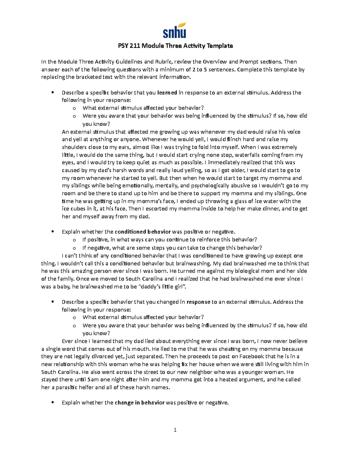 PSY 211 3-2 Module Three Activity Journal - PSY 211 Module Three ...