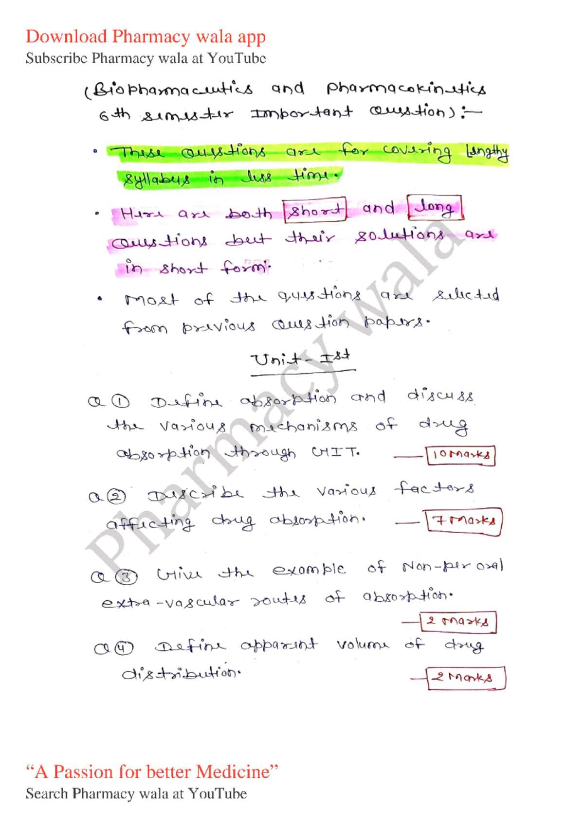 Biopharmaceutics 6th Sem Important Questions। B Pharm। Shahruddin Khan ...