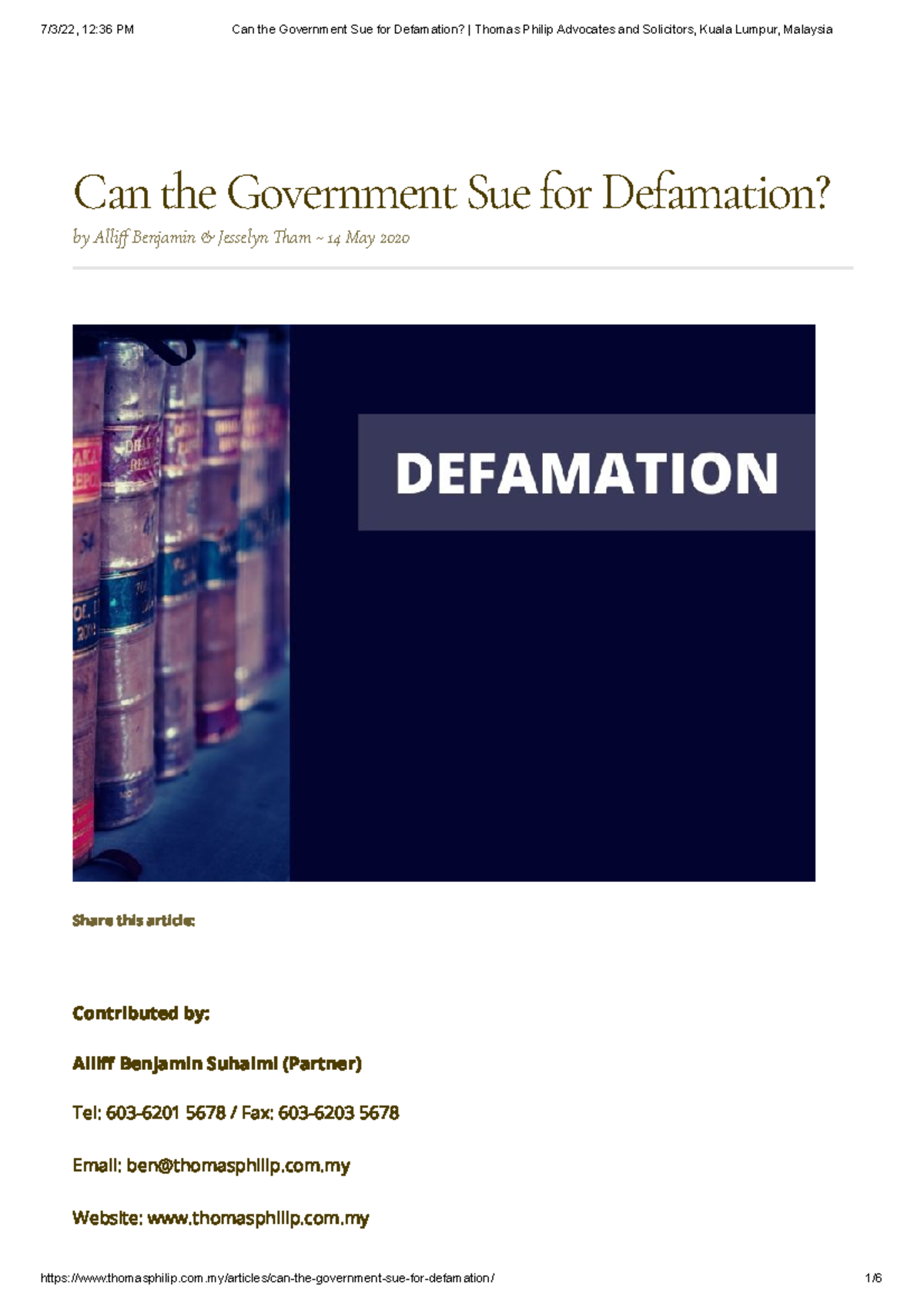 Can The Government Sue For Defamation