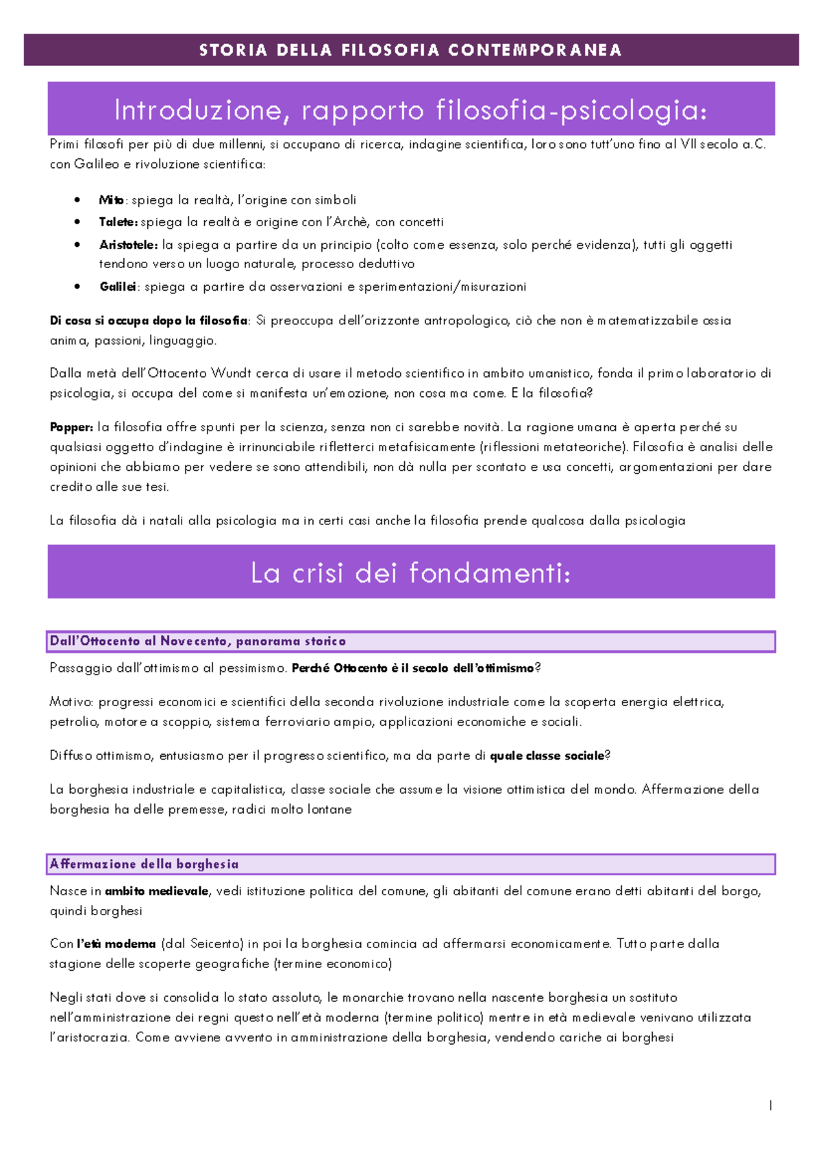 Filosofia (Prof. Lizzadri) I Introduzione, rapporto filosofia