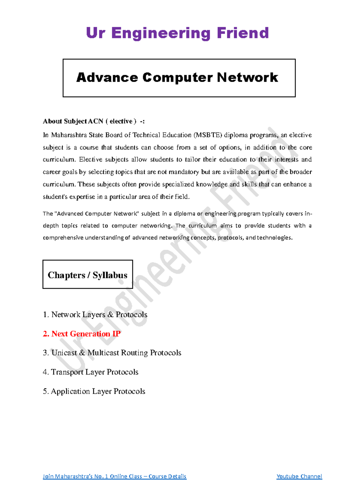 ACN Chapter 2 - Part 3 Notes by Ur Engineering Friend 836ccaae-d7fc ...
