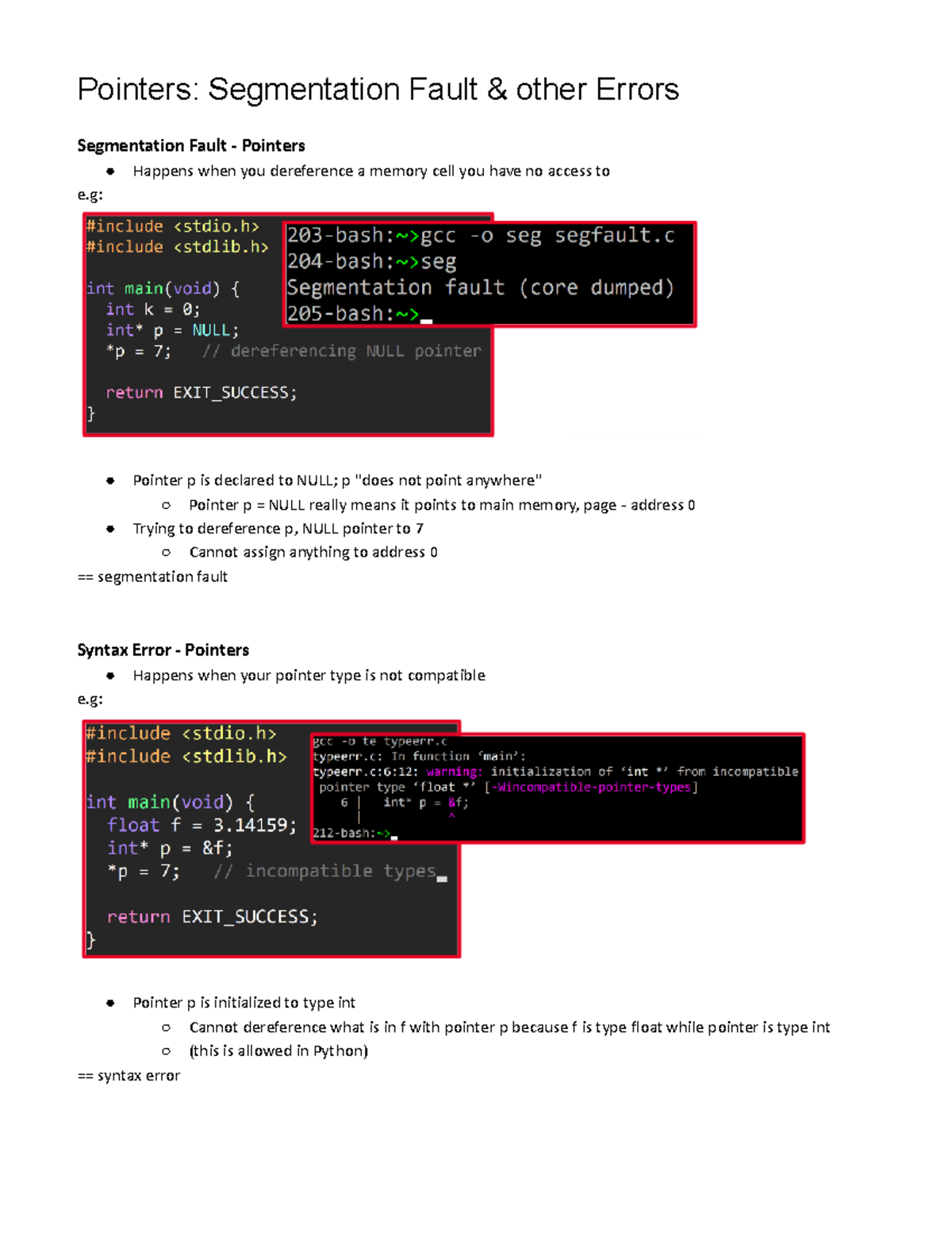 segfault pointer assignment