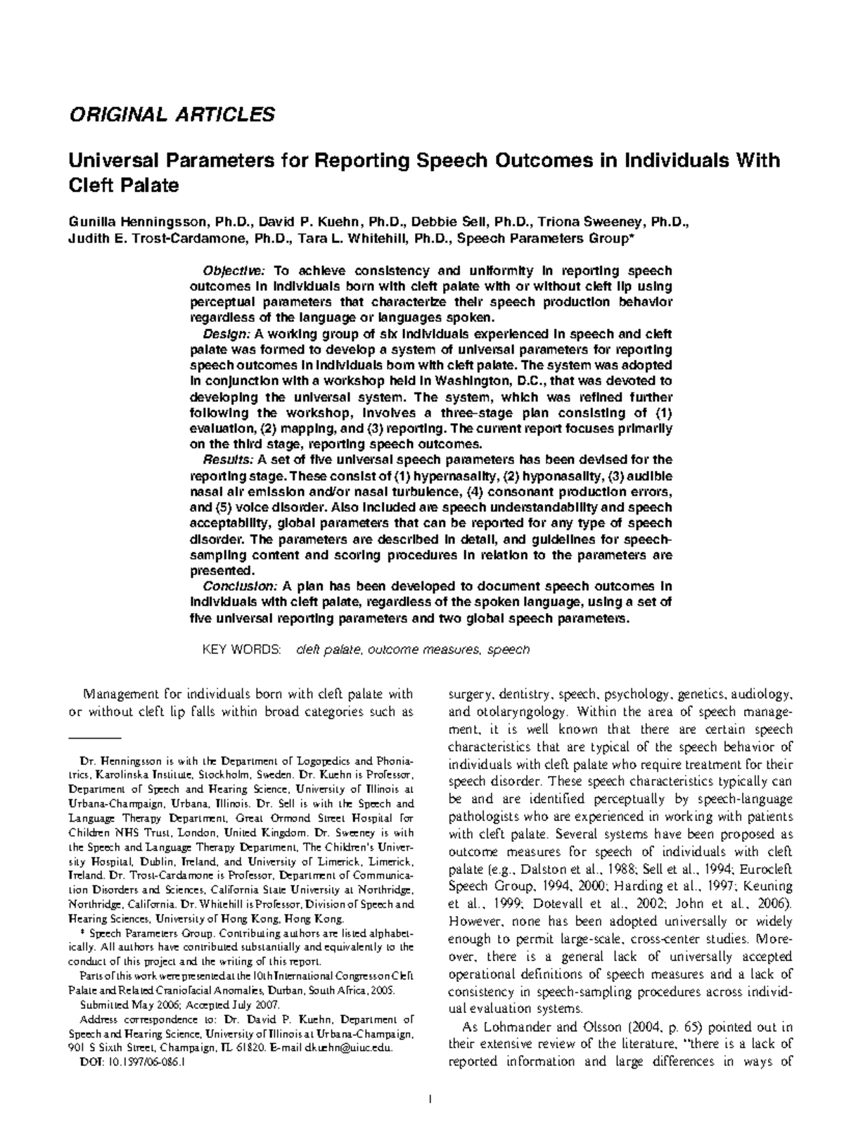 Universal Parameters 2008 - ORIGINAL ARTICLES Universal Parameters for ...