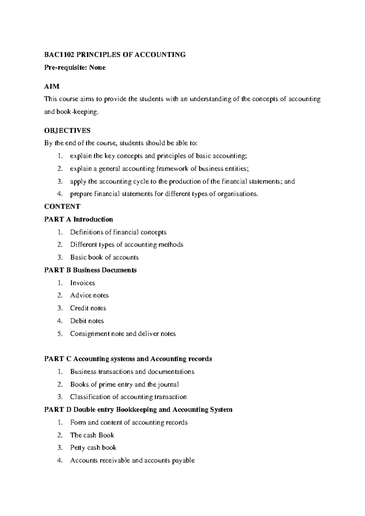 BAC1102 Principles OF Accounting - BAC 1102 PRINCIPLES OF ACCOUNTING ...