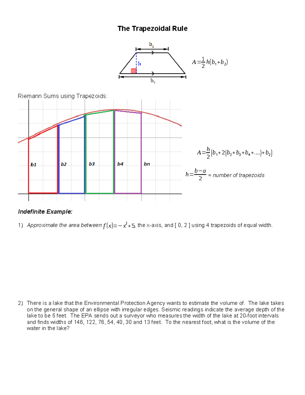 The Trapeziodal Rule - The Trapezoidal Rule Riemann Sums using ...