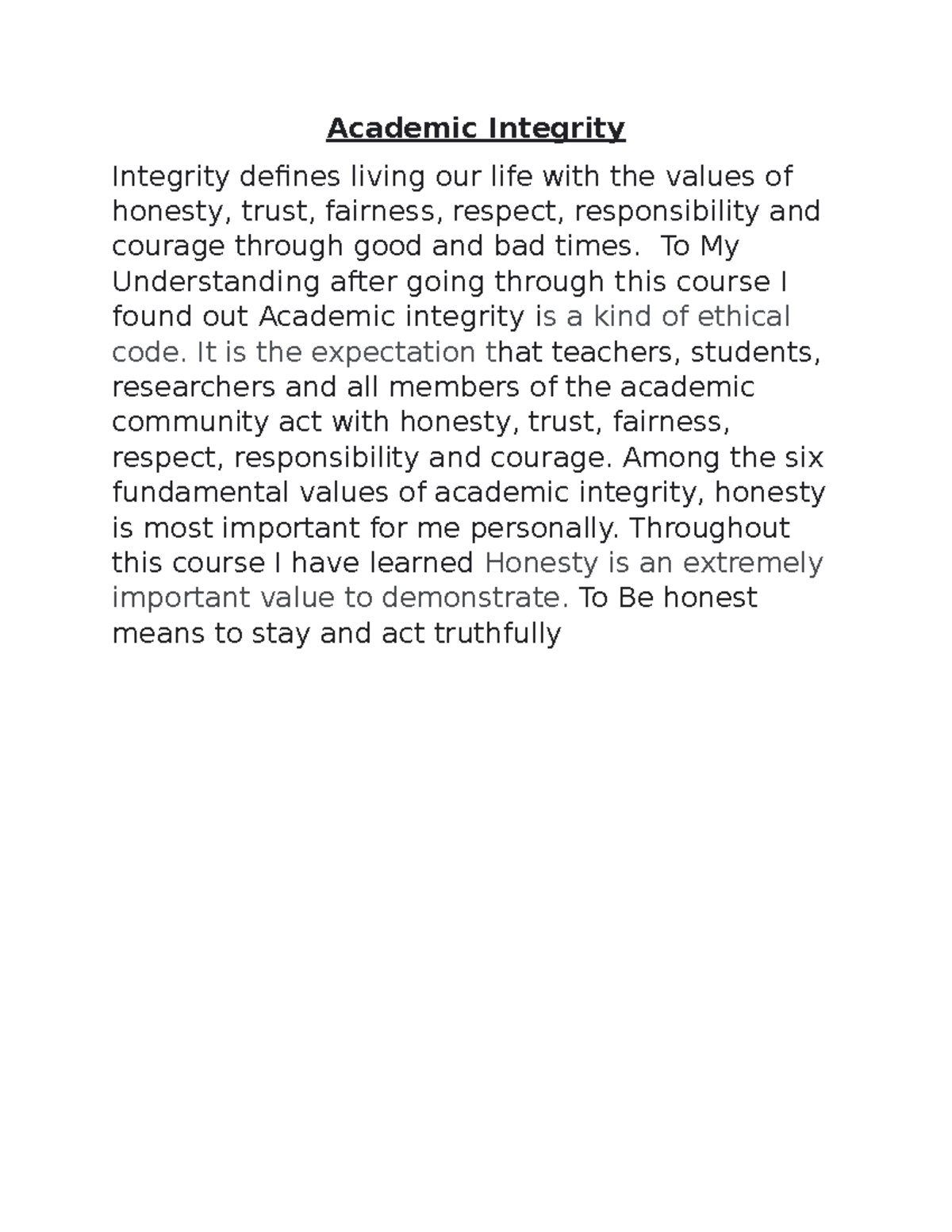 assignment on academic integrity