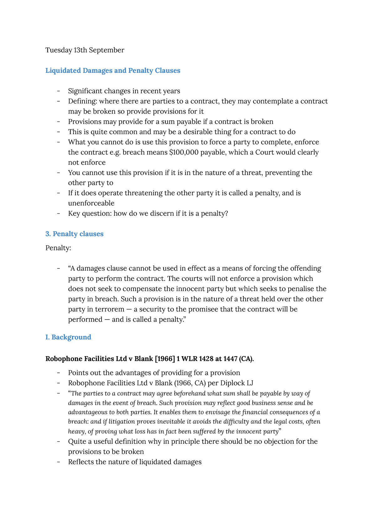 Lecture 5 Liquidated Damages and Penalty Clauses - Tuesday 13th ...