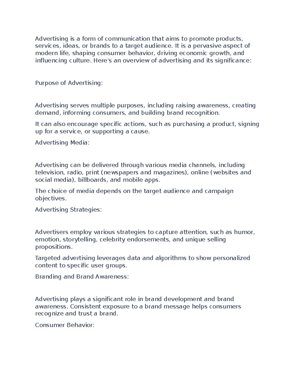 Marketing 77777 - Advertising is a form of communication that aims to ...