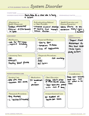 ATI Rupture of Membrane System Disorder - ACTIVE LEARNING TEMPLATES ...