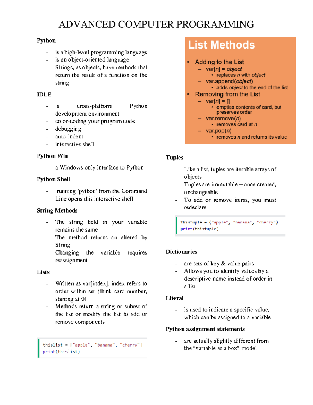 Advanced- Comprog - Python is a high-level programming language is an ...