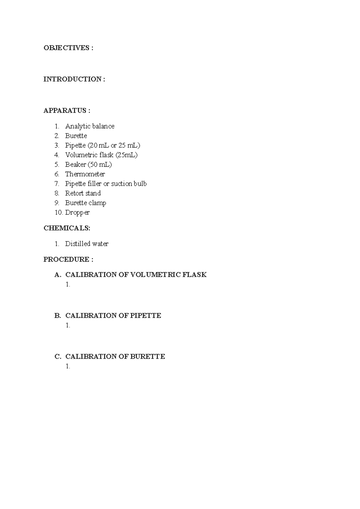 Lab Report Experiment 1 General Chemistry UiTM Studocu
