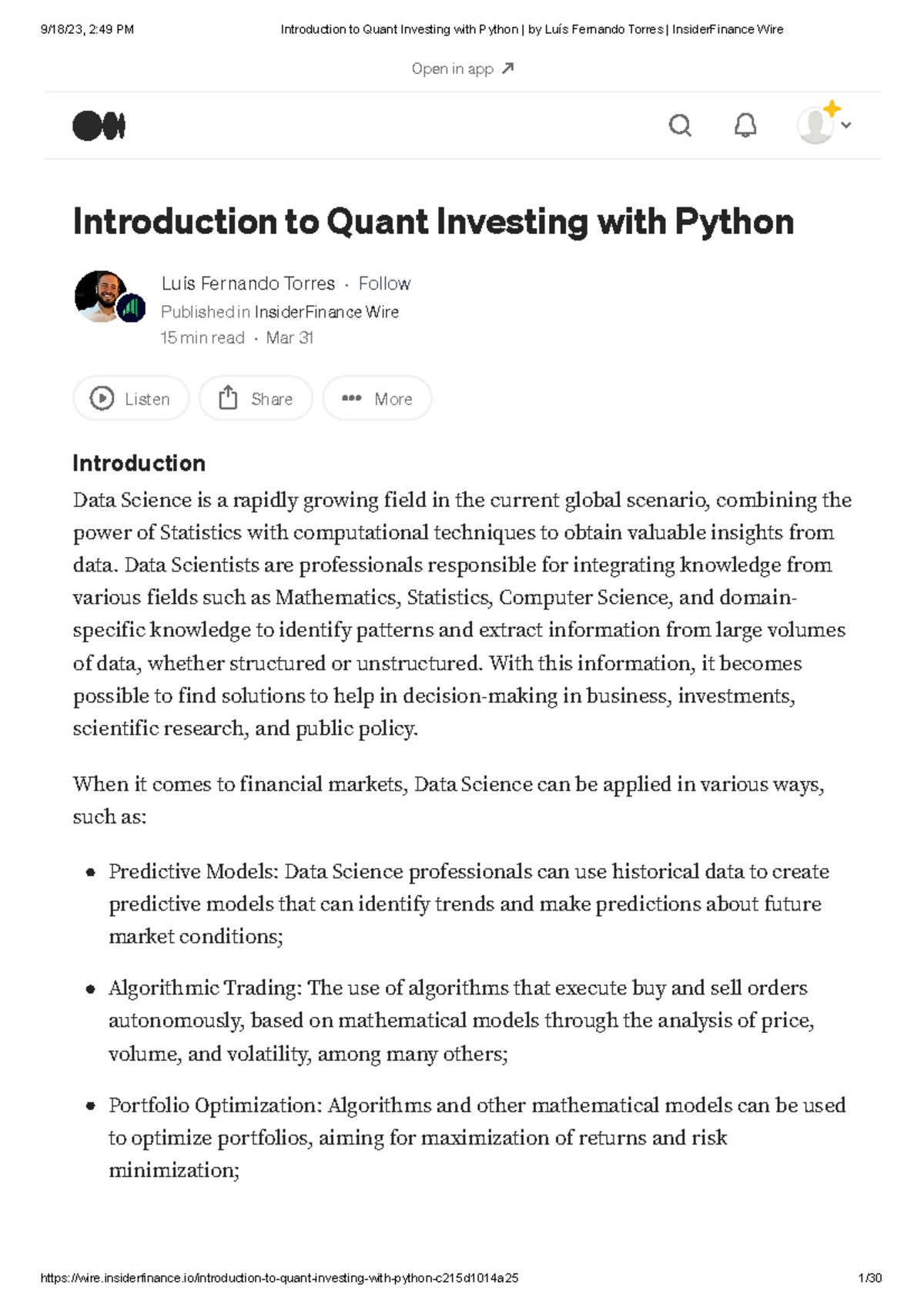 Introduction to Quant Investing with Python by Luís Fernando Torres ...