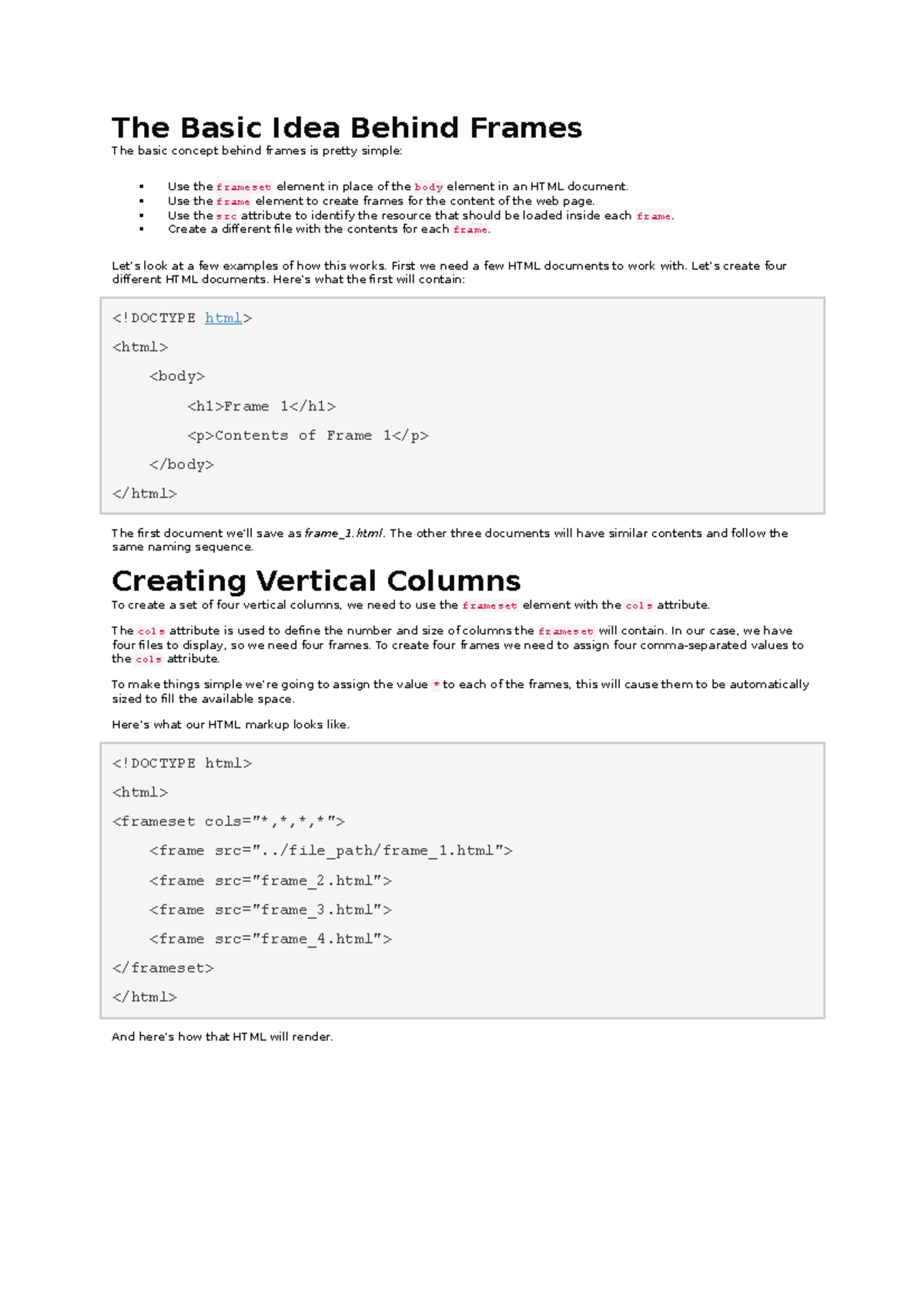 HTML Frame - guides for making html - The Basic Idea Behind Frames The ...