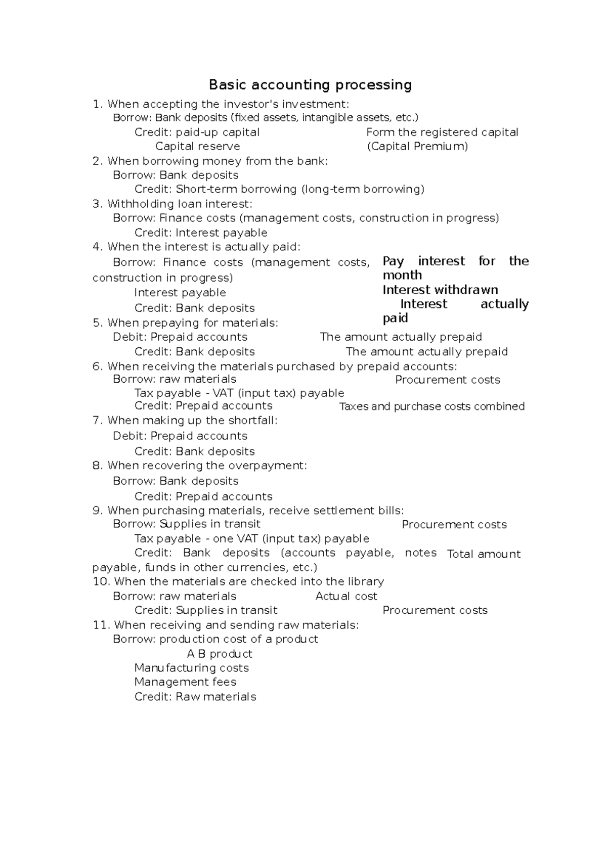 Basic accounting processing - Basic accounting processing When ...
