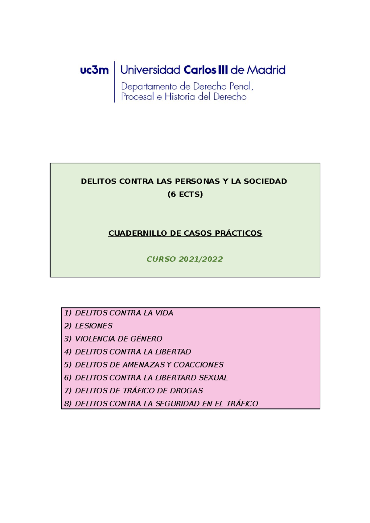 2021-22 Cuaderno De Casos Prácticos De Delitos Contra Las Personas Y ...