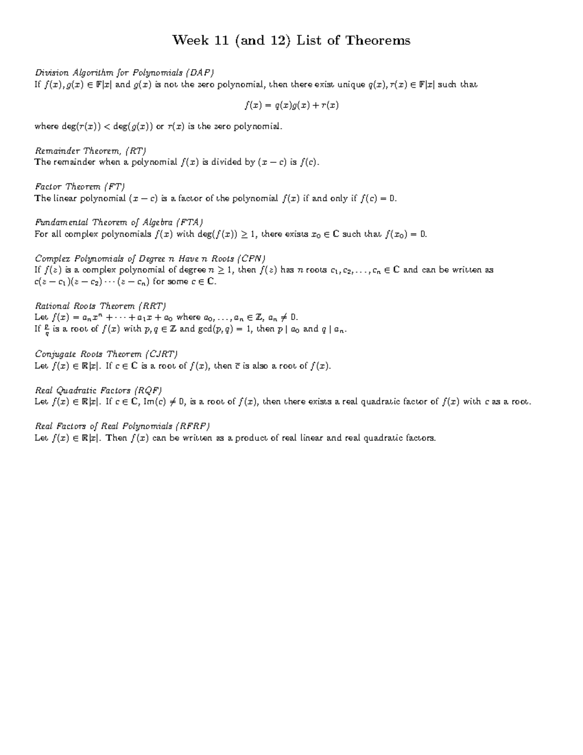 week11theorem-sheet-theorem-formulas-week-11-and-12-list-of