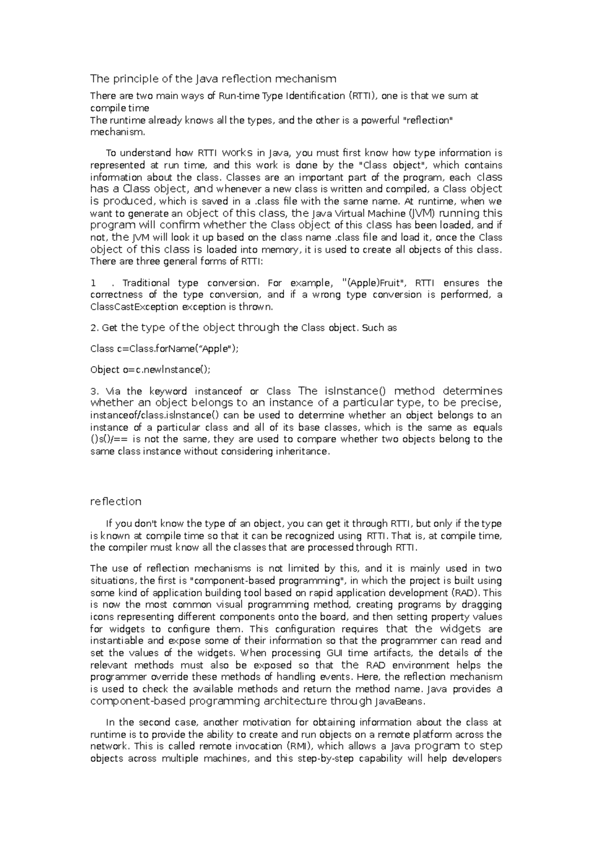 The principle of the Java reflection mechanism - To understand how RTTI ...