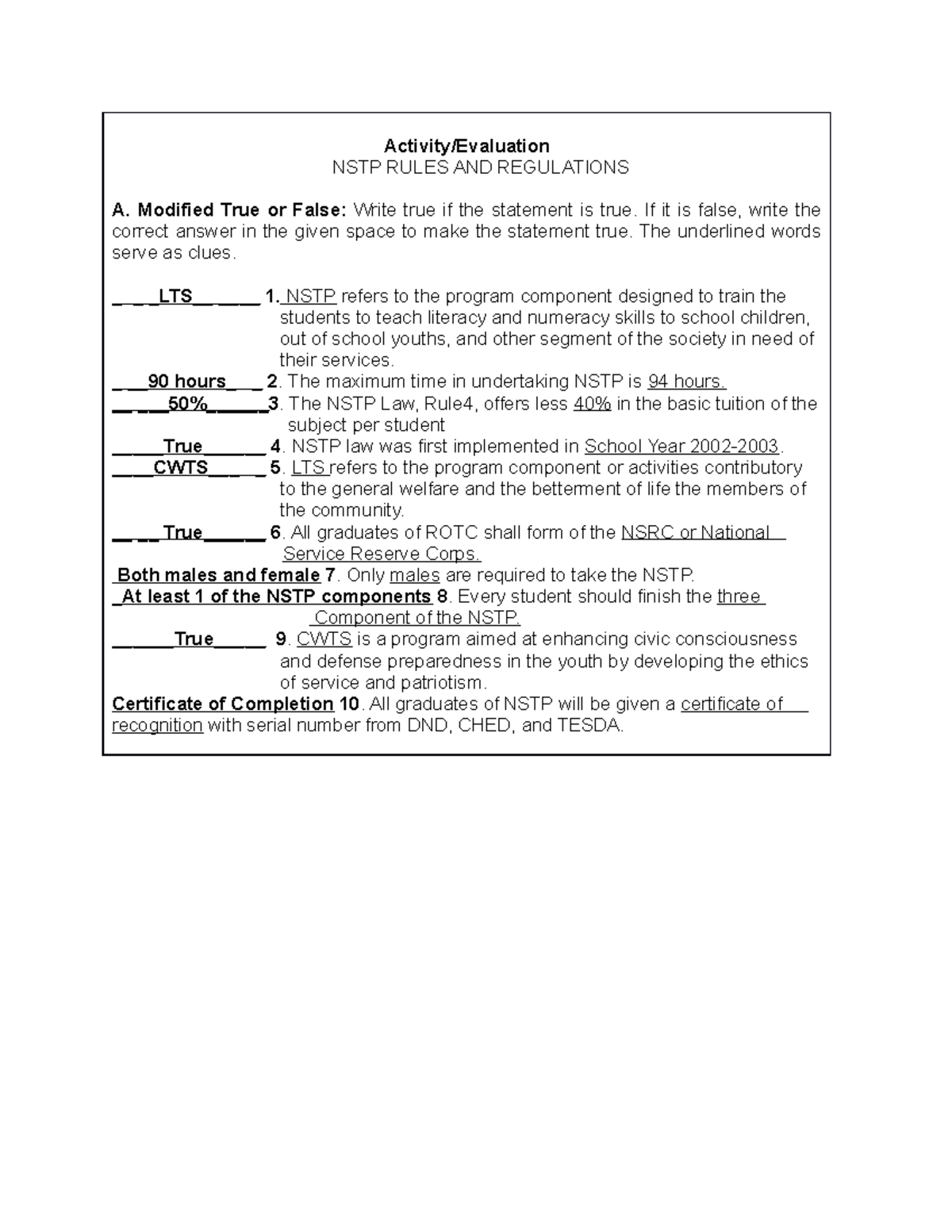 nstp-activity-activity-evaluation-nstp-rules-and-regulations-a