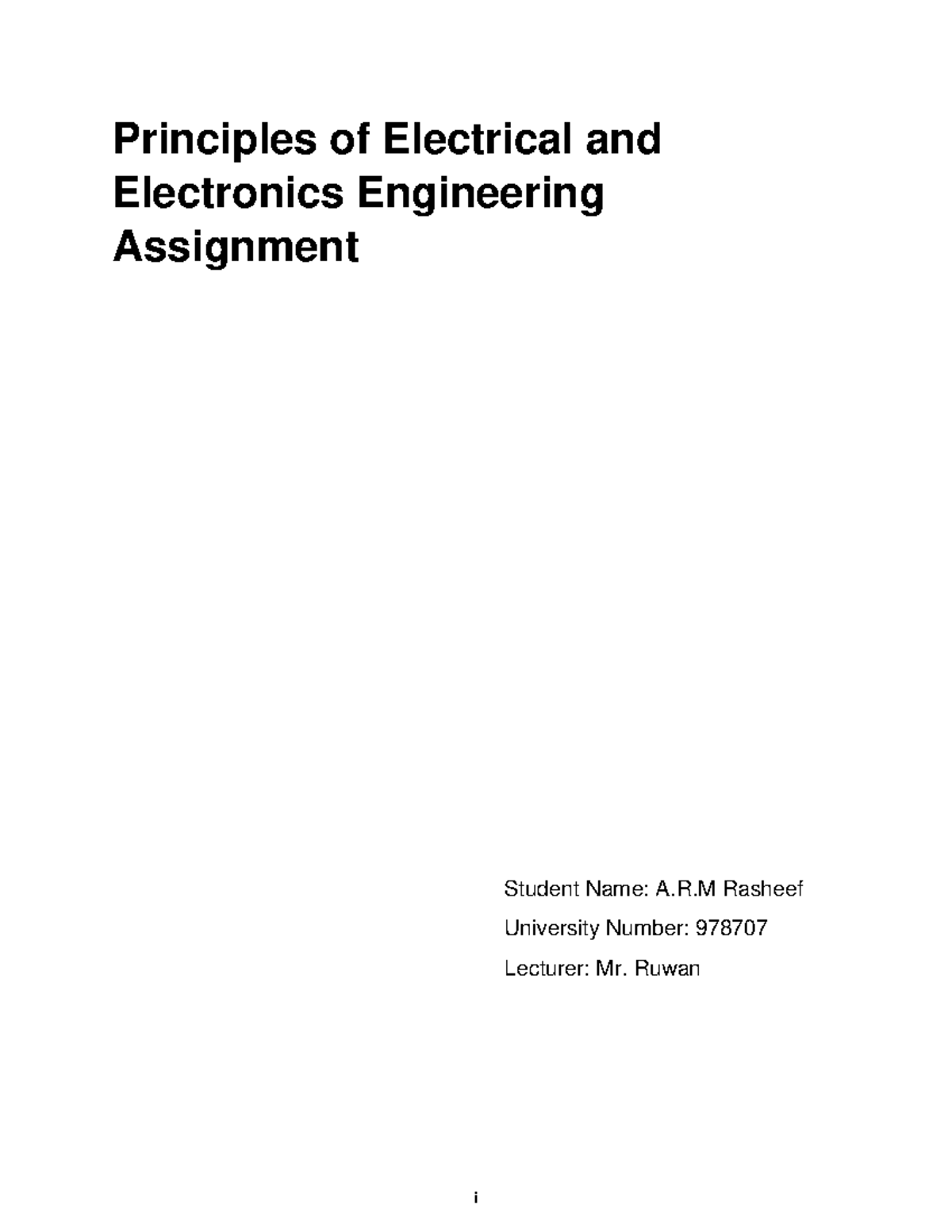 978707 - engineering practical simulation - i Principles of Electrical ...