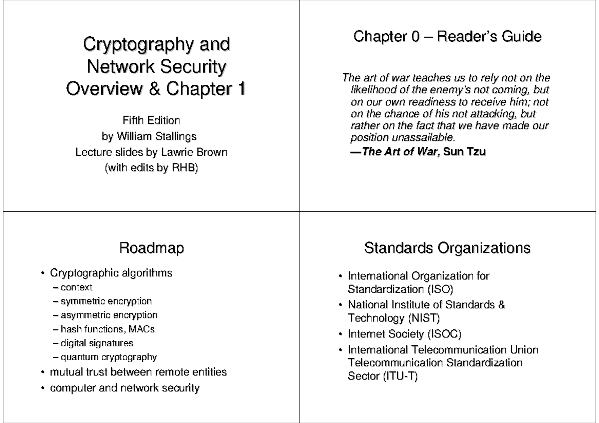 Wk1 - Lecture Notes 1 - Cryptography And Cryptography And Network ...