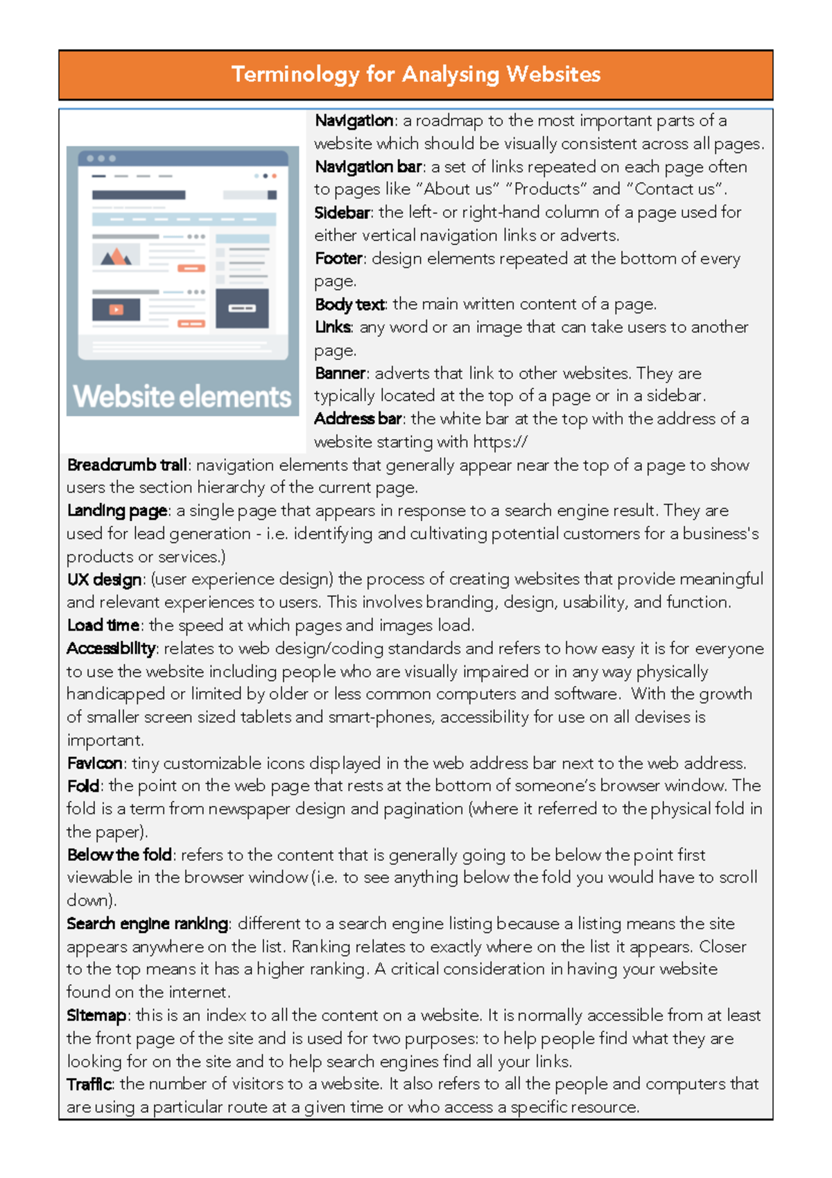 Terminology for Analysing Websites - Terminology for Analysing Websites ...
