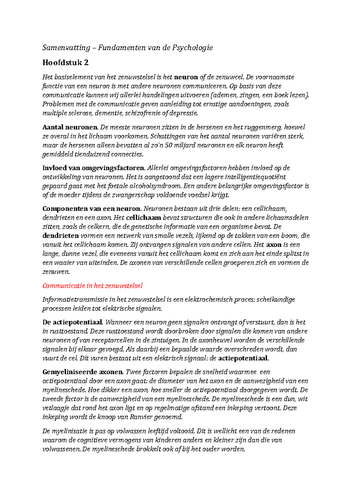 Samenvatting H2-H4 Fundamenten Van De Psychologie - Samenvatting ...