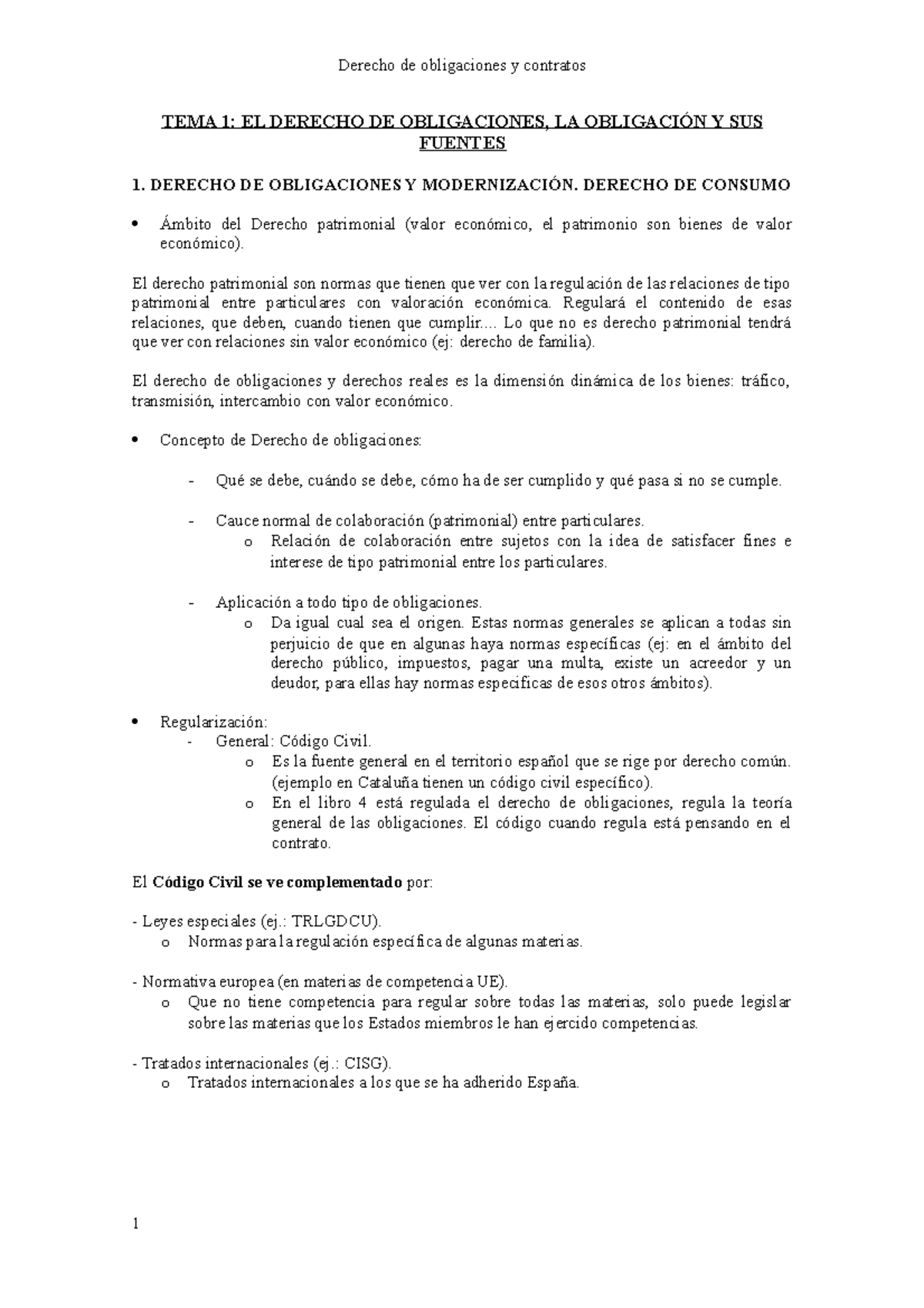 Apuntes Dº OBL - TEMA 1: EL DERECHO DE OBLIGACIONES, LA OBLIGACIÓN Y ...