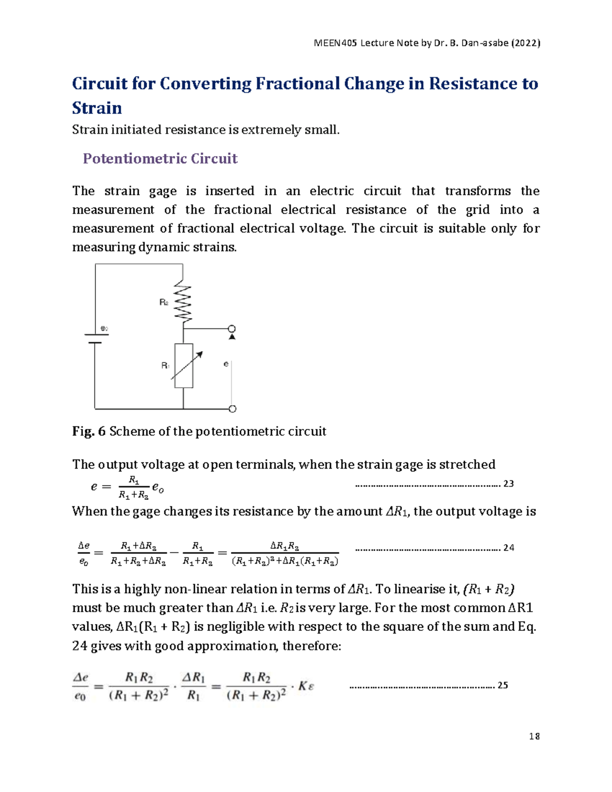 MEEN 405 part - Circuit for Converting Fractional Change in Resistance ...