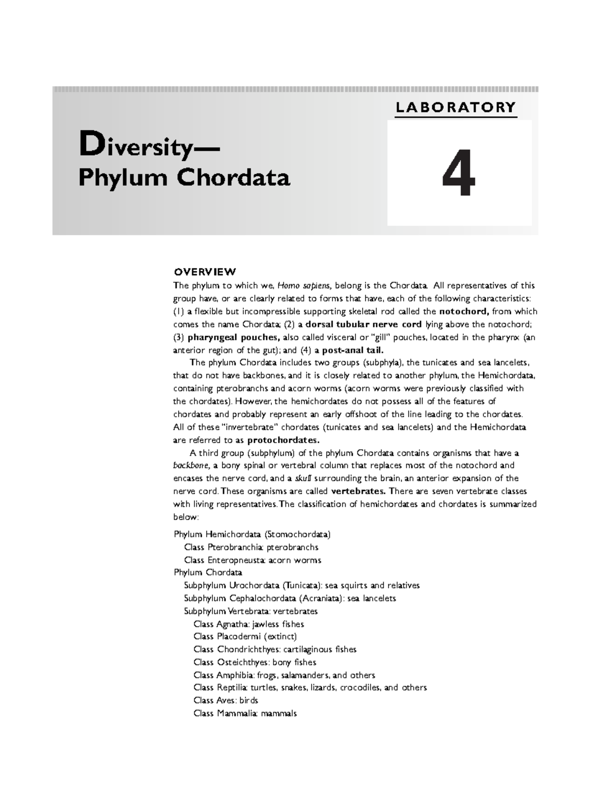 Biology 112 Lab Manual.pdf copy - Diversity— Phylum Chordata L A B O R ...