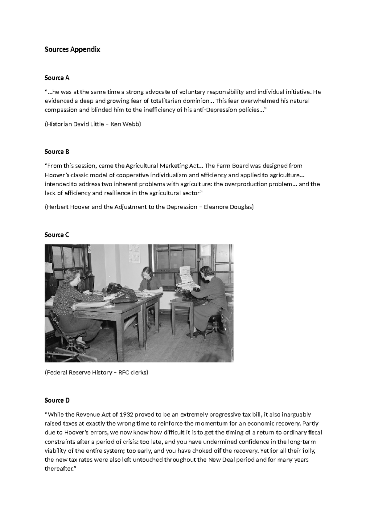 Sources - USA 1919-1941 - Sources Appendix Source A “.. was at the same ...
