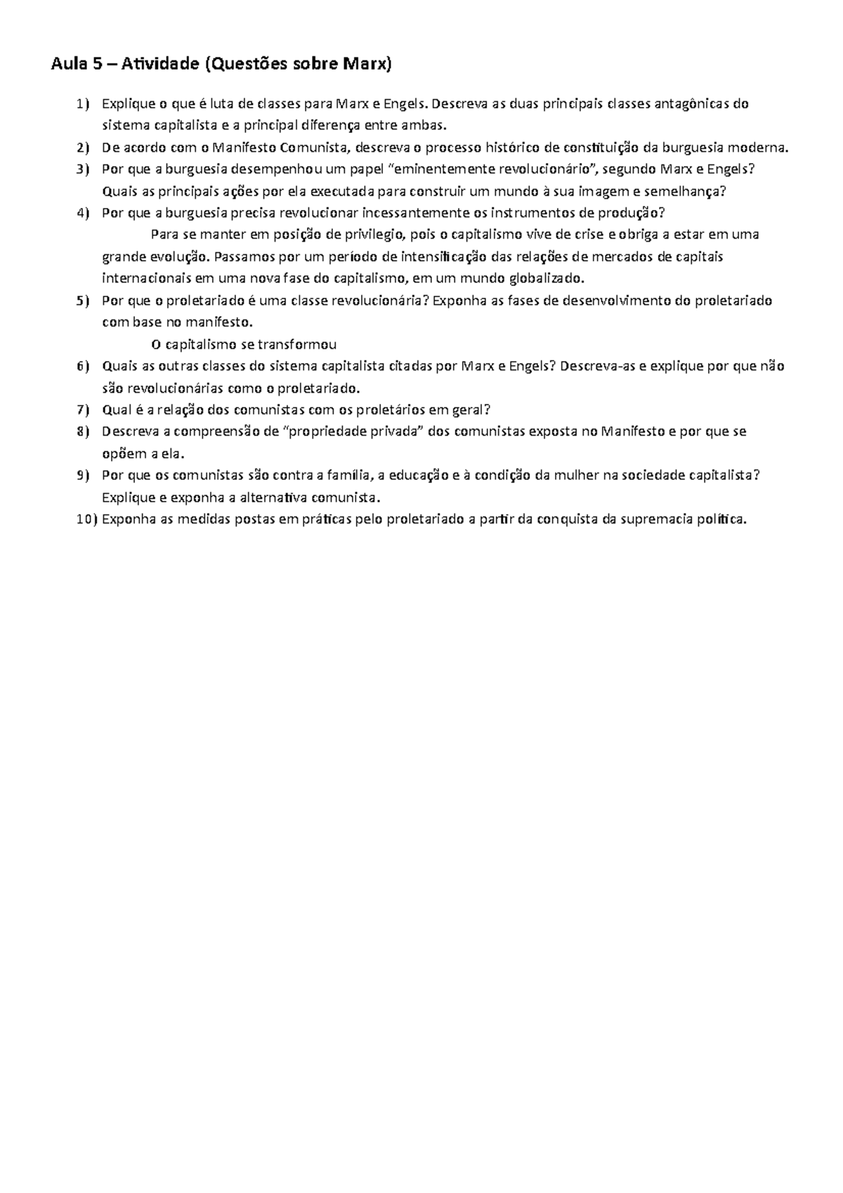 Questoes Sobre Karl Marx - FDPLEARN