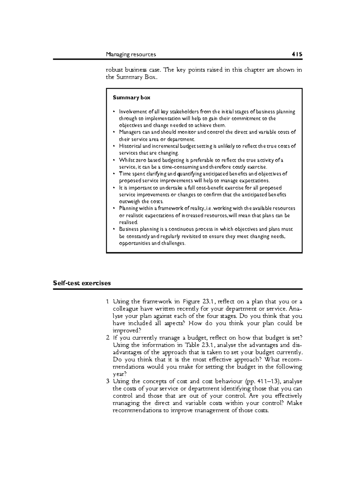 5 Tugas robust business case. The key points raised in this chapter