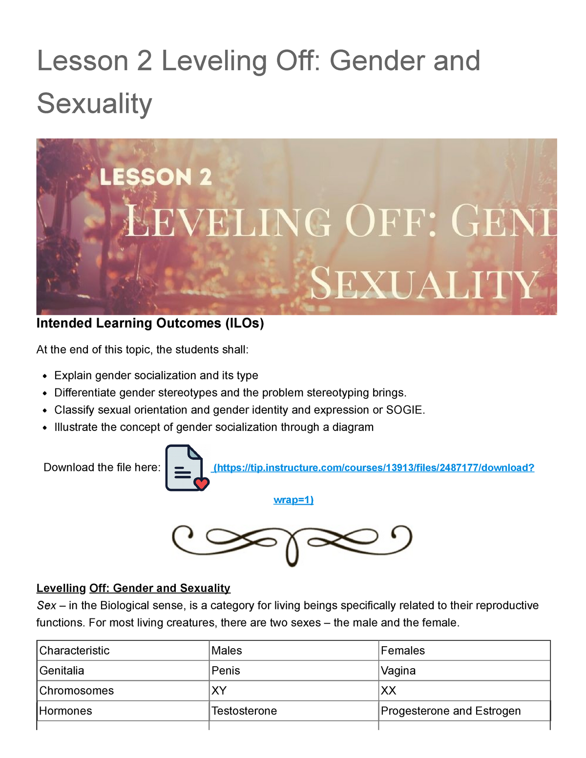 Lesson 2 Leveling Off Gender And Sexuality Gee 001b Ge Elective 1 Gender And Society