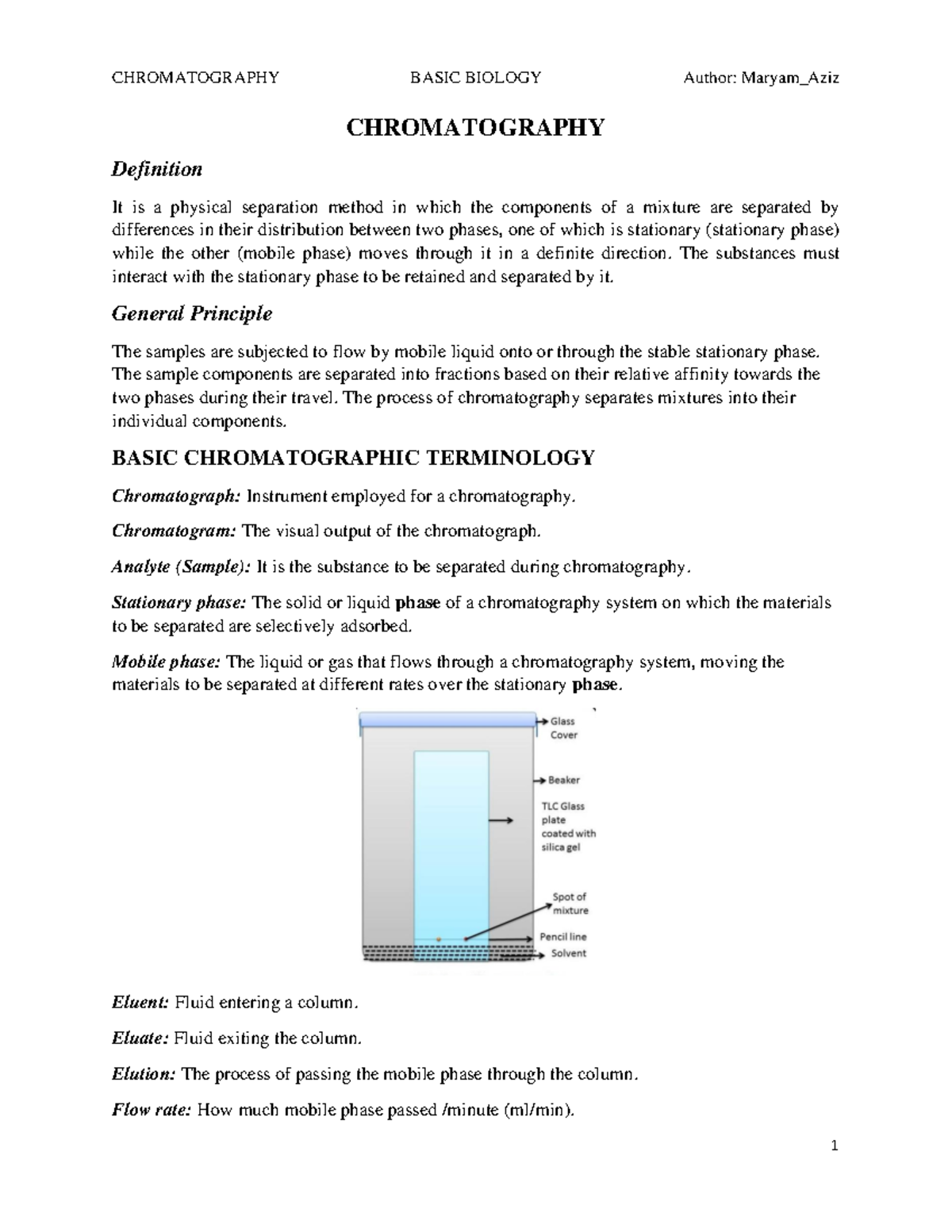 CHROMATOGRAPHY.pdf CHROMATOGRAPHY Definition It is a physical