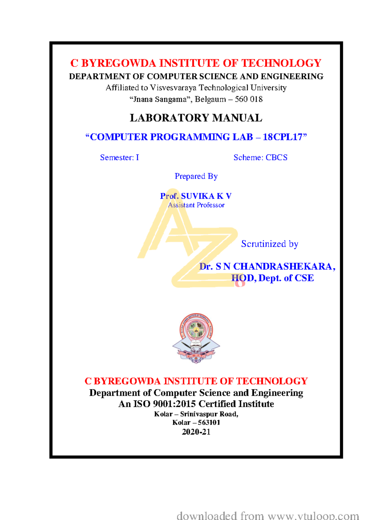 C Programming Laboratory 18CPLl17 OR 27 - C BYREGOWDA INSTITUTE OF ...