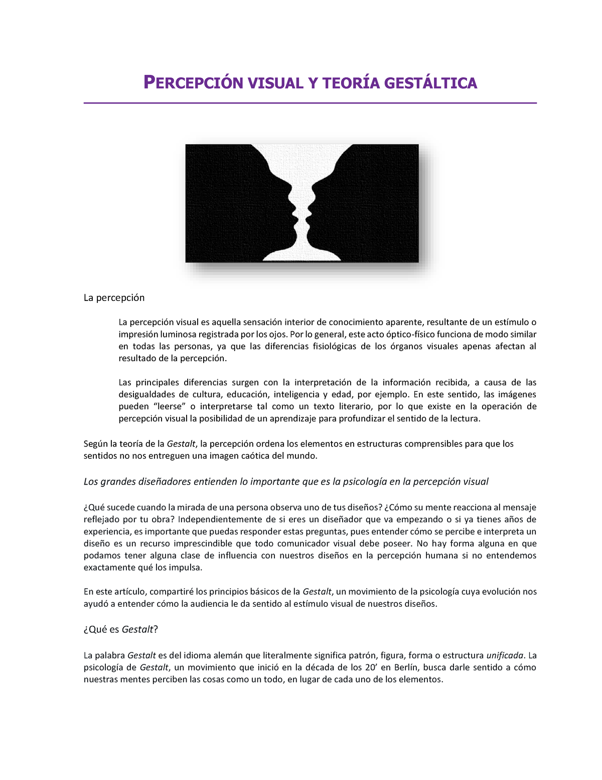 U2 Gestalt Kkkkk PercepciÓn Visual Y TeorÍa GestÁltica La Percepción La Percepción Visual Es 2412